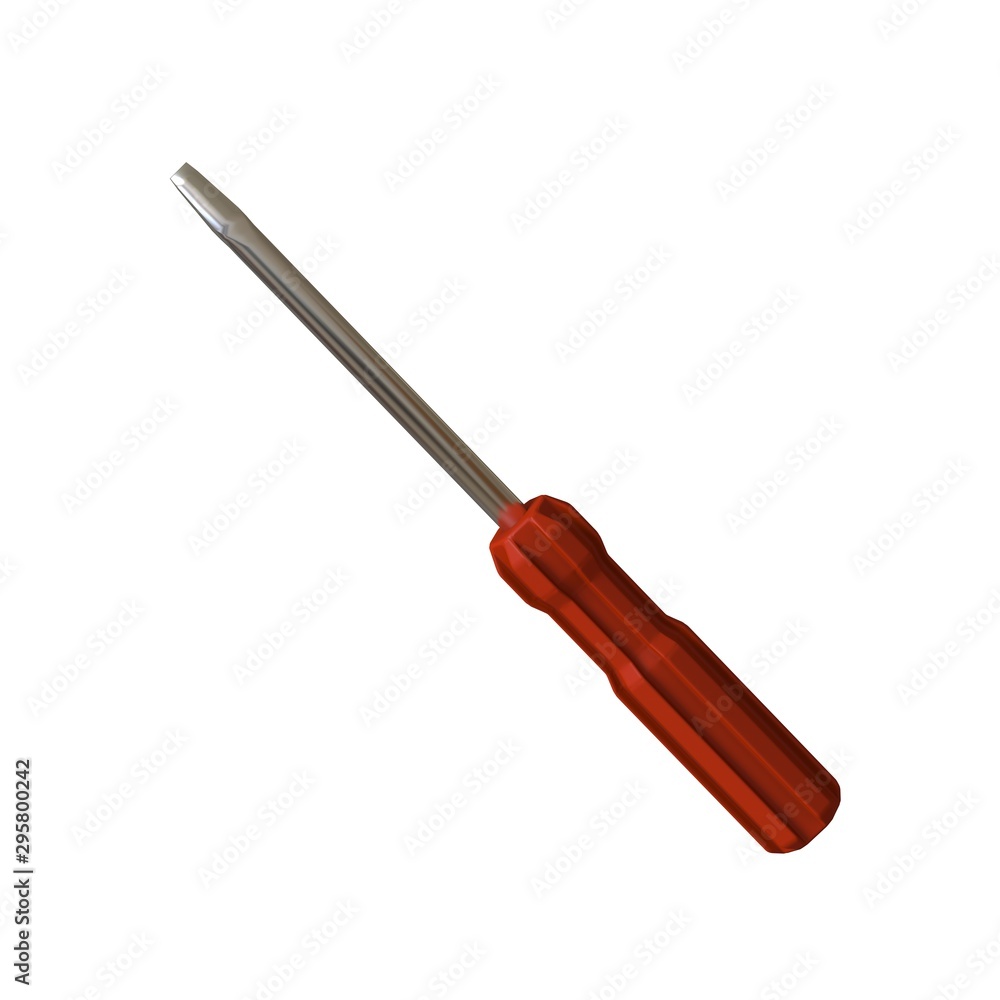 Fototapete screwdriver with a red pen on a white background, isolate. 3d rendering of excellent quality in high