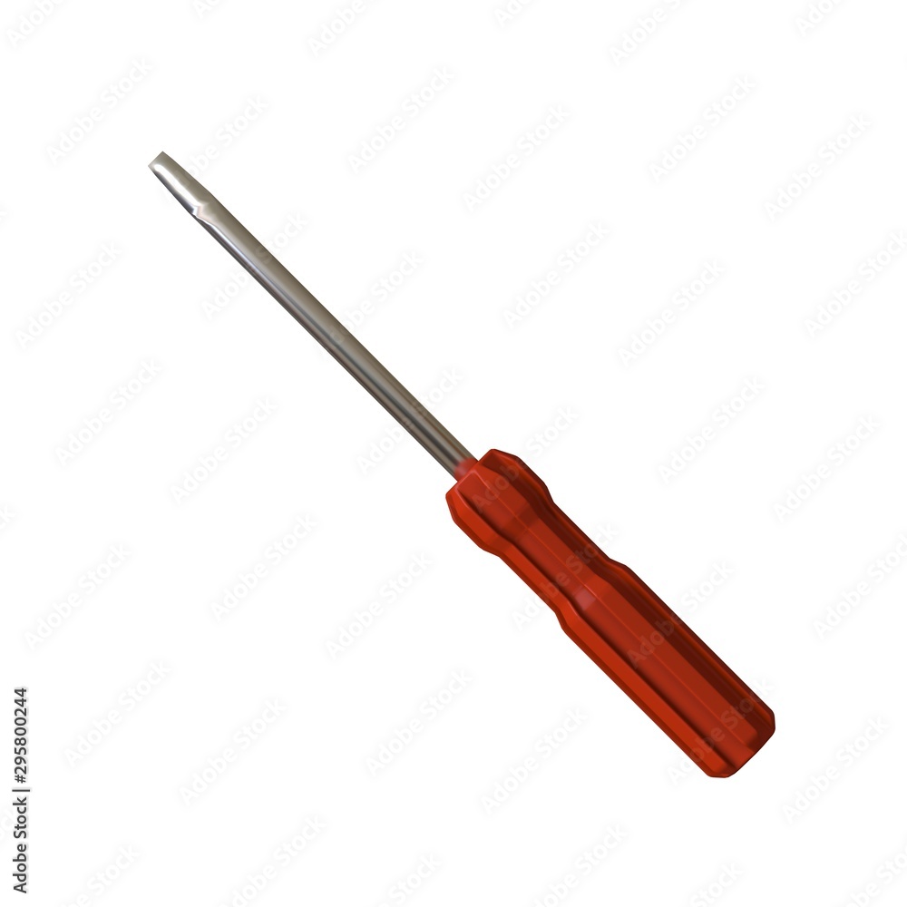 Fototapete screwdriver with a red pen on a white background, isolate. 3d rendering of excellent quality in high