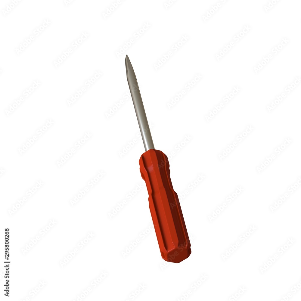 Fototapete screwdriver with a red pen on a white background, isolate. 3d rendering of excellent quality in high