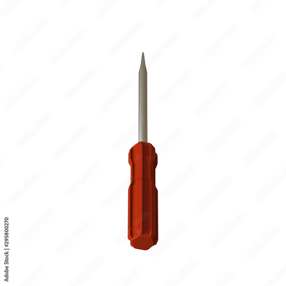 Fototapete screwdriver with a red pen on a white background, isolate. 3d rendering of excellent quality in high