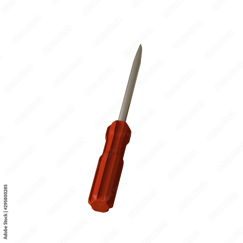 Fototapete screwdriver with a red pen on a white background, isolate. 3d rendering of excellent quality in high