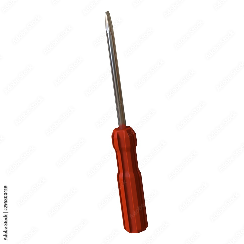 Fototapete screwdriver with a red pen on a white background, isolate. 3d rendering of excellent quality in high