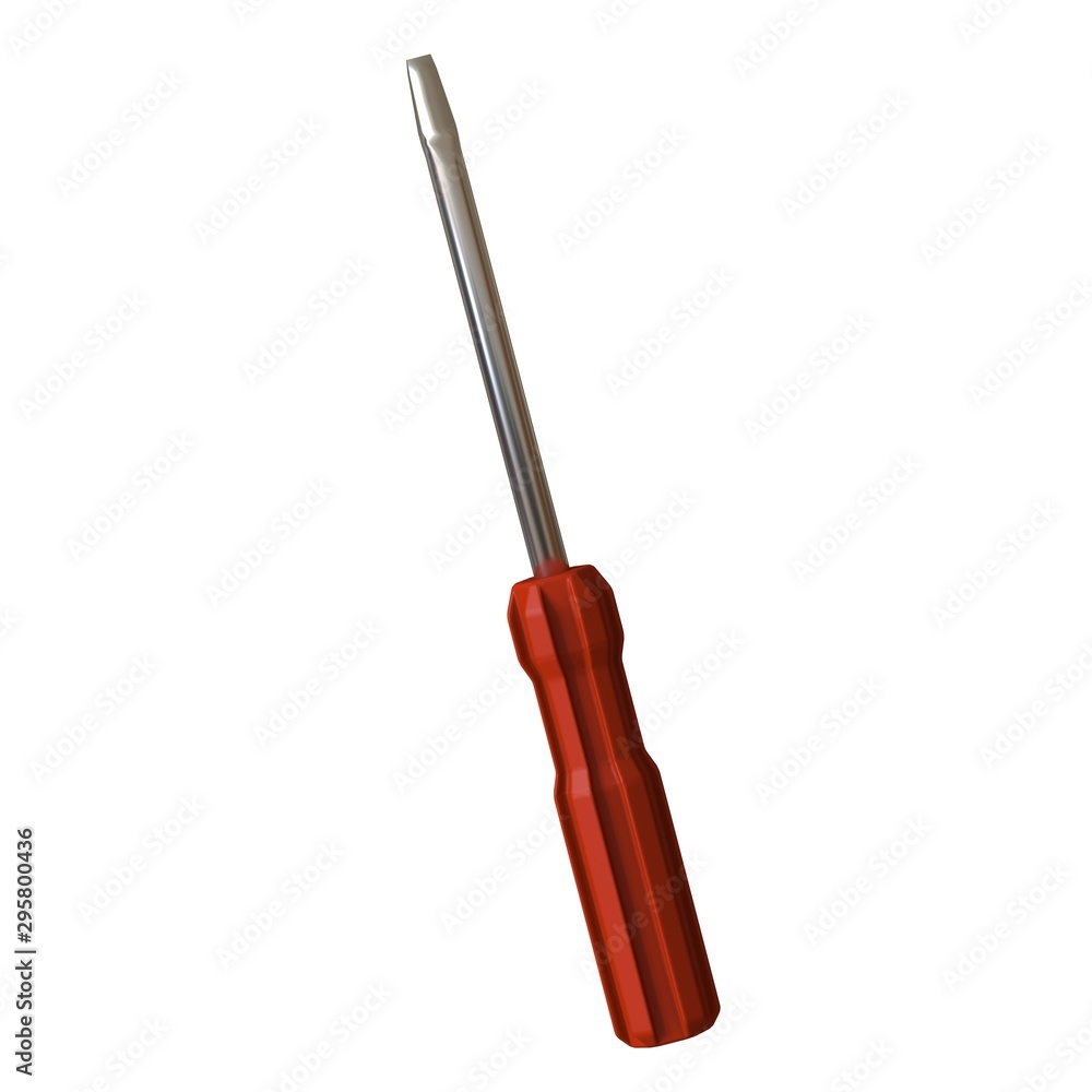 Fototapete screwdriver with a red pen on a white background, isolate. 3d rendering of excellent quality in high