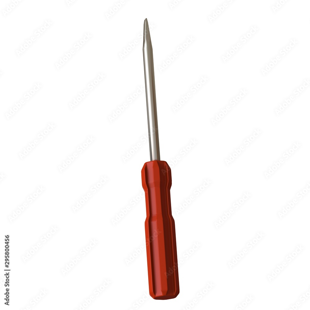 Fototapete screwdriver with a red pen on a white background, isolate. 3d rendering of excellent quality in high