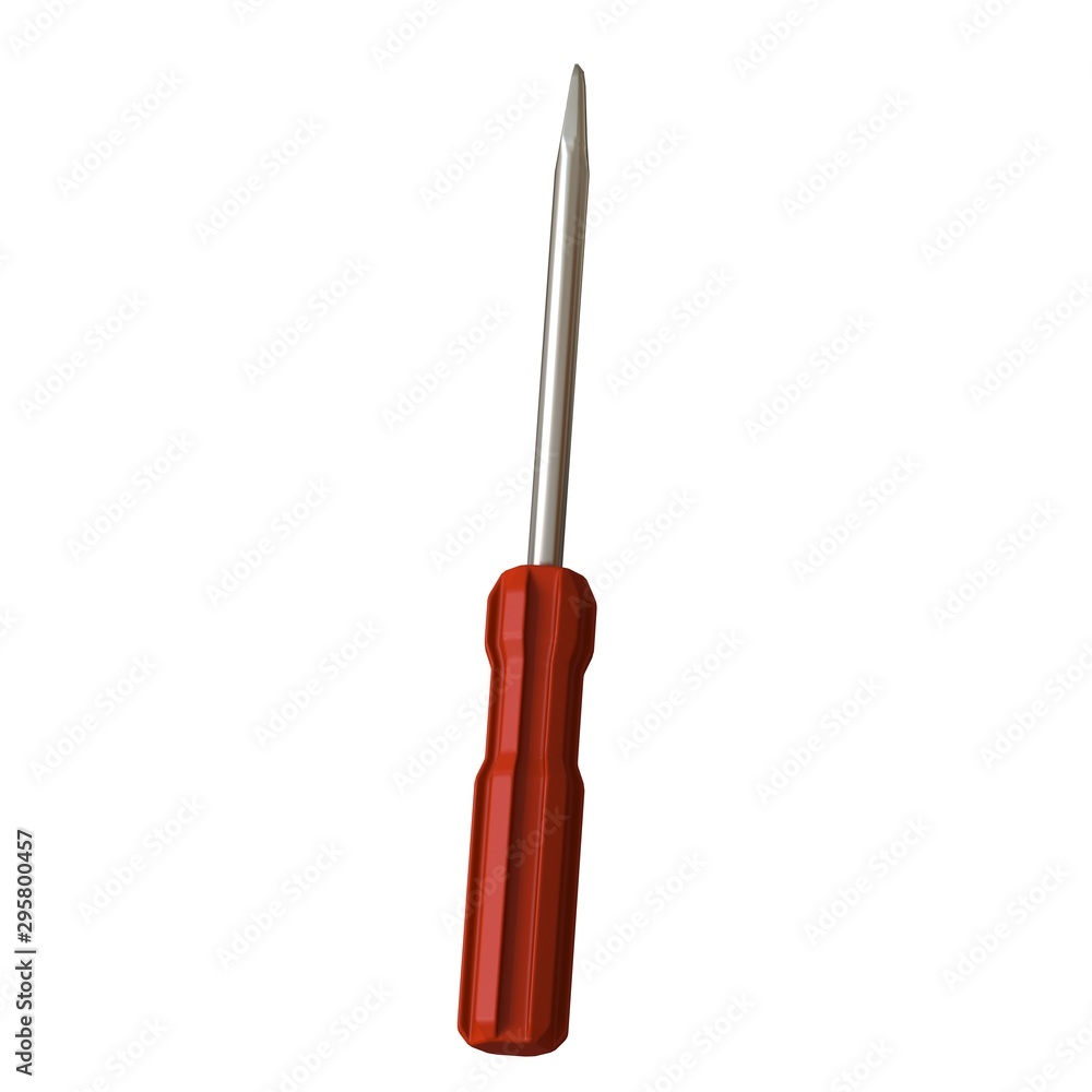 Fototapete screwdriver with a red pen on a white background, isolate. 3d rendering of excellent quality in high