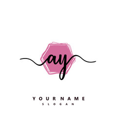 AY Initial handwriting logo vector