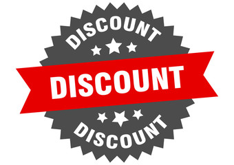 discount sign. discount red-black circular band label
