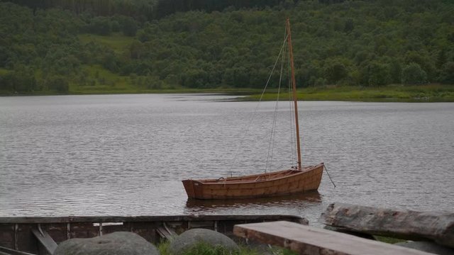 Small boat on a lake in norway