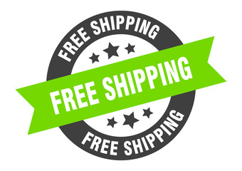 free shipping sign. free shipping black-green round ribbon sticker