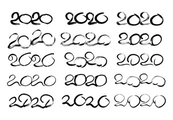 2020 black grunge lettering and hand drawn numbers