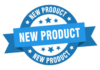 new product ribbon. new product round blue sign. new product