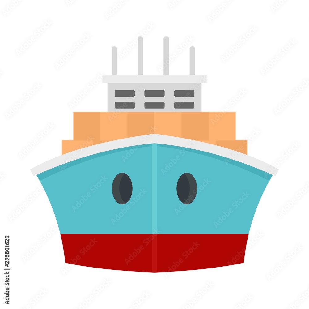 Poster front container ship icon. flat illustration of front container ship vector icon for web design