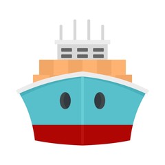 Front container ship icon. Flat illustration of front container ship vector icon for web design