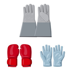Vector design of glove and winter logo. Collection of glove and equipment stock symbol for web.
