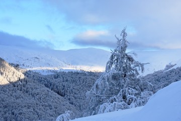 Winter mountains landscape