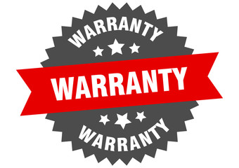 warranty sign. warranty red-black circular band label