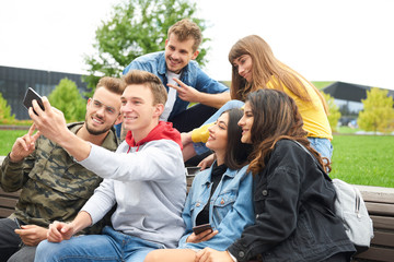 Group of friends making a selfie