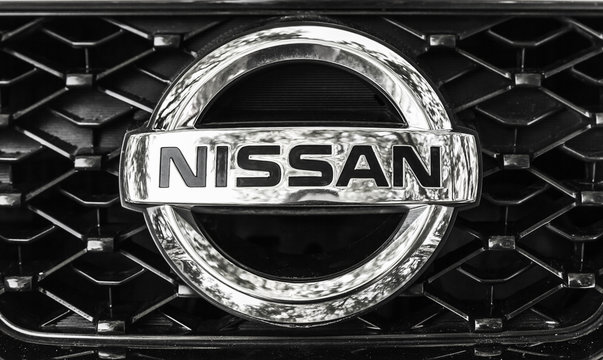  Nissan car logo on a front radiator grille