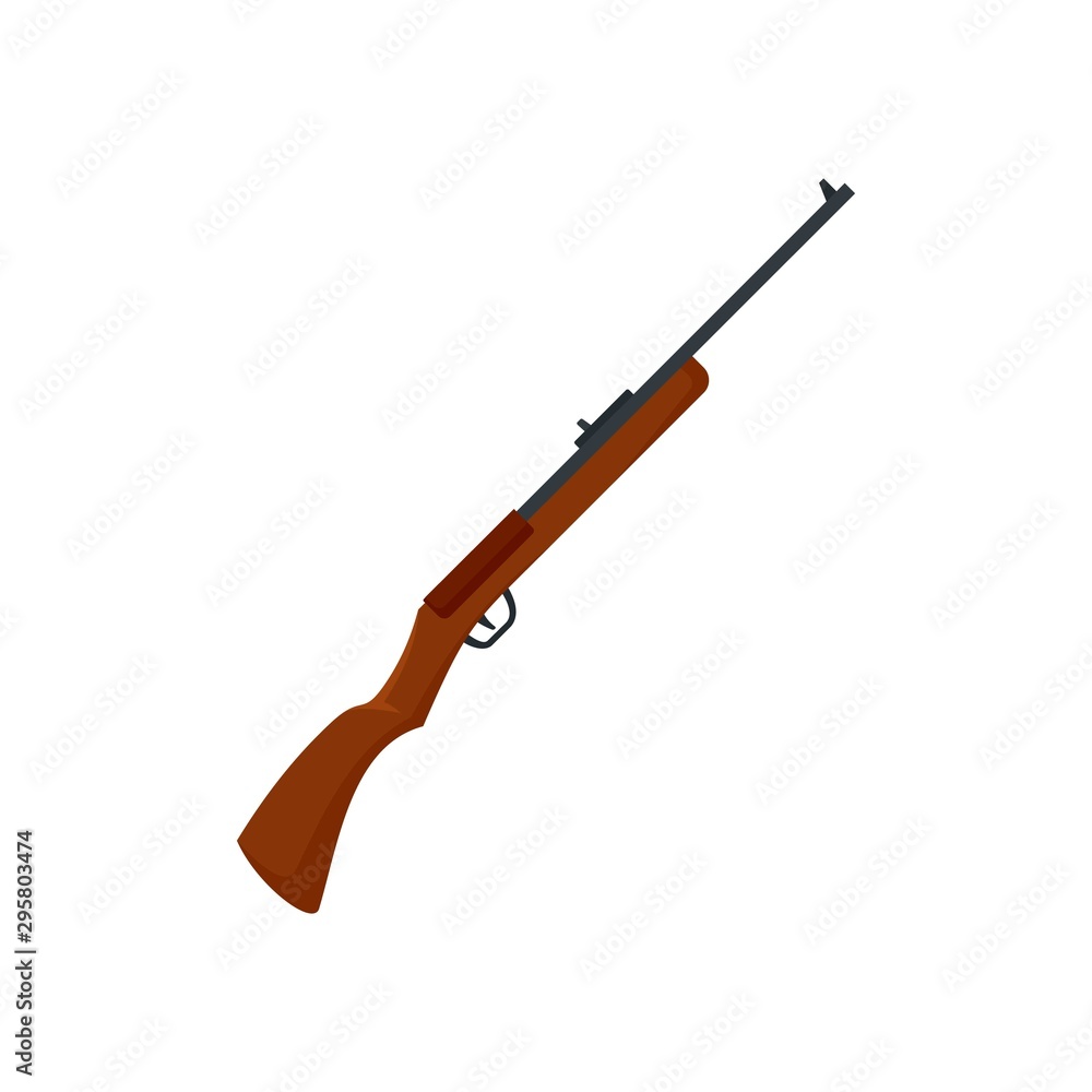 Sticker Hunting rifle icon. Flat illustration of hunting rifle vector icon for web design