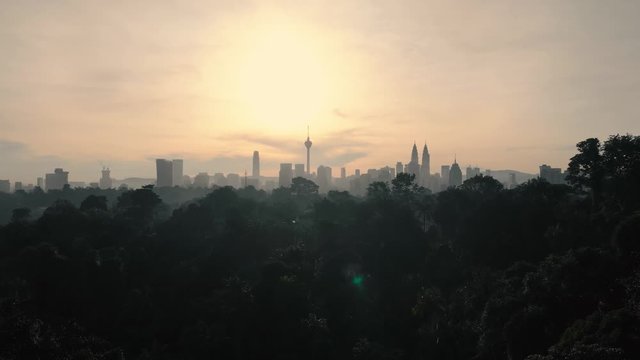 kuala lumpur cinematic sunrise establish shot