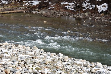 Mountain river in wintertime landscape