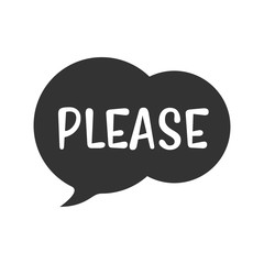 Speech bubble with short message vector icon. Single isolated sign on white background