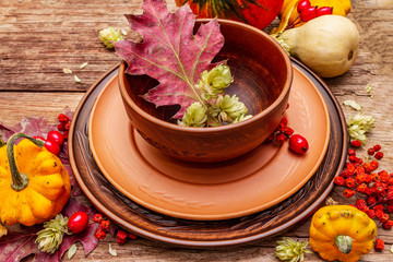 Autumn and Thanksgiving dinner place setting