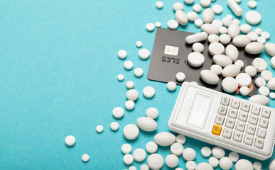 Credit card and medicines (pills). High cost of treatment in hospital, expensive medications...