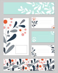 Set of border for text with a floral pattern. Text frames and labels for your design. National ornament.