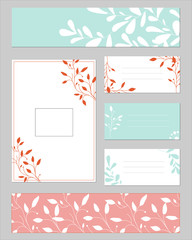 Set of border for text with a floral pattern. Text frames and labels for your design. Ornament of leaves.