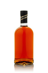 glass bottle with alcoholic beverage