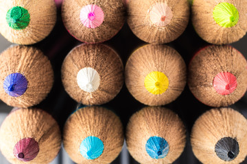 Color pencils close up. Selective focus.