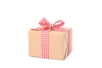 Obraz premium Beautiful gift box with bow isolated on white background