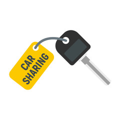Car sharing key icon. Flat illustration of car sharing key vector icon for web design