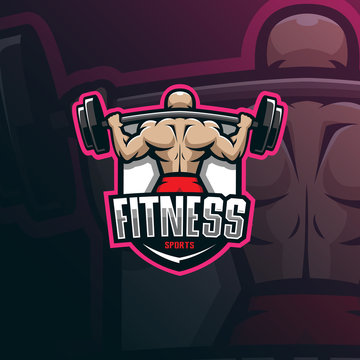fitness mascot logo design vector with modern illustration concept style for badge, emblem and tshirt printing. fitness illustration for sport team.