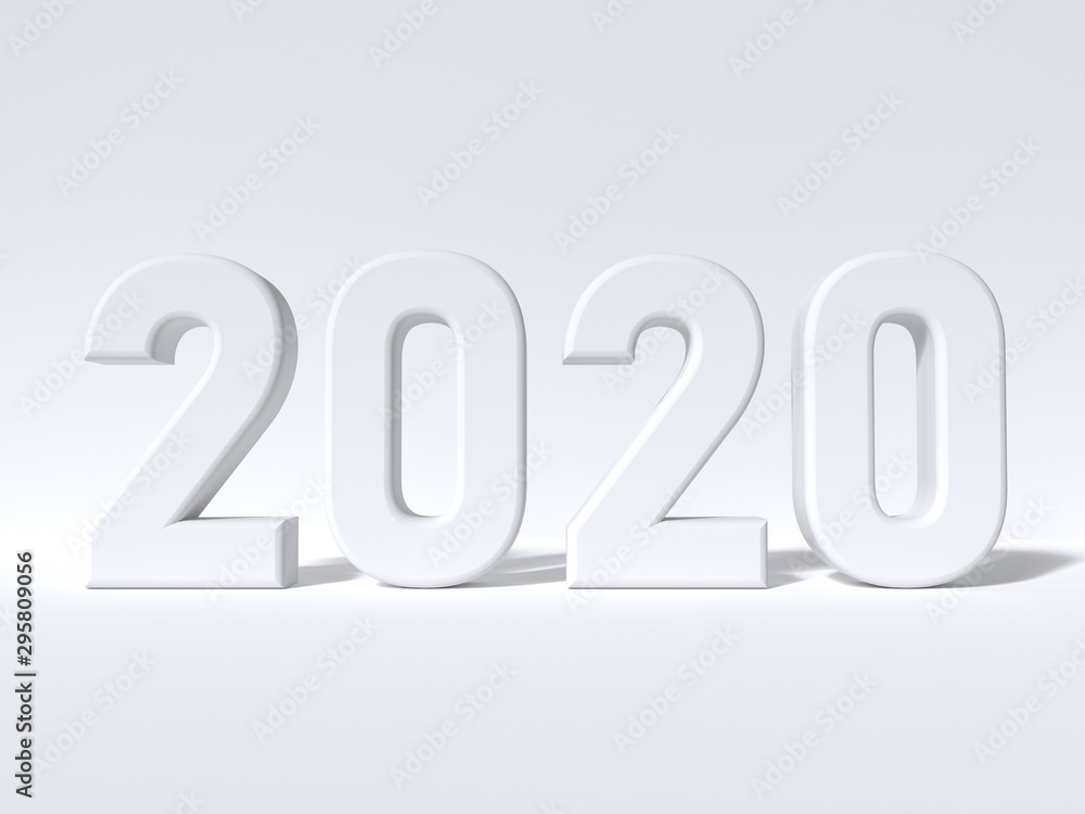 Poster white scene minimal 2020 3d render type number