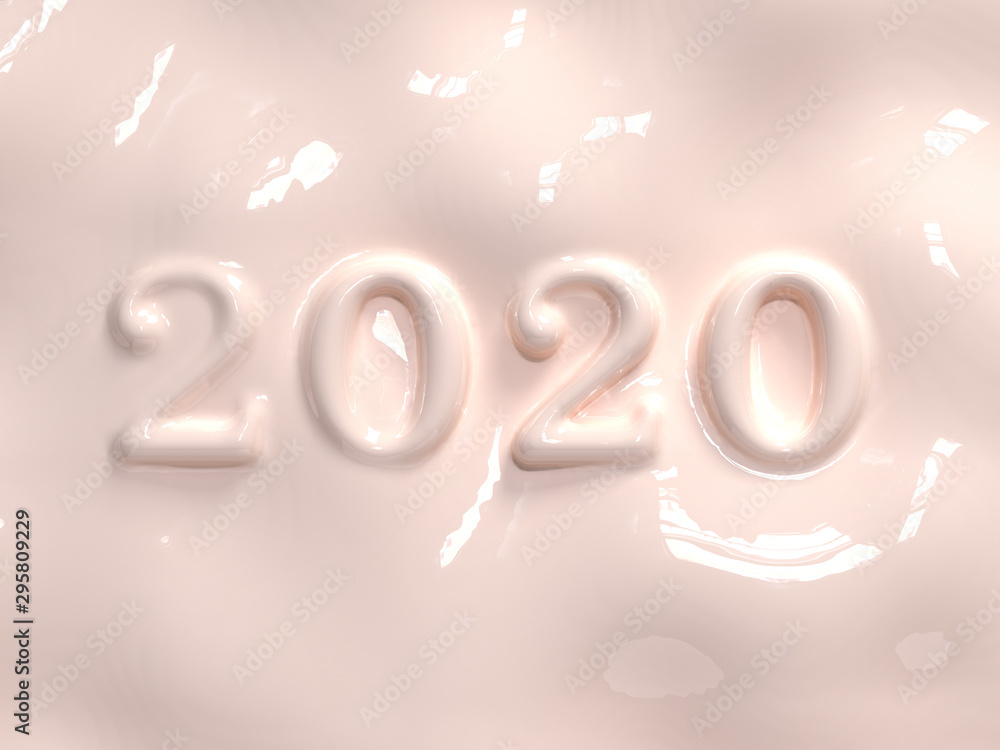 Poster abstract liquid water 2020 3d render type number