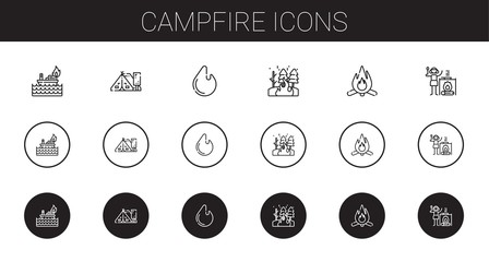 campfire icons set