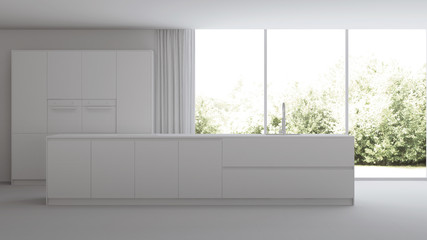 Modern kitchen interior. Gray interior. 3D rendering.