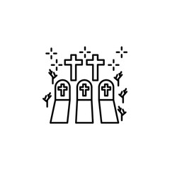Halloween cemetery dead funeral grave graveyard tomb cross tree icon. Element of