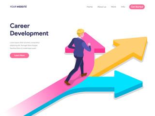 Career Development Concept. Flat vector illustration on White Background. Template for landing page, ui, web, homepage, banner, infographics, hero images