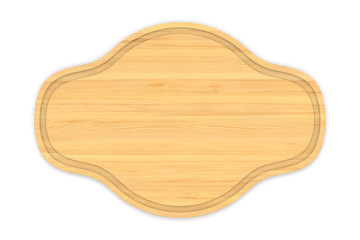 wooden banner on white background. Isolated 3d illustration