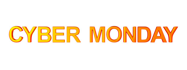 cyber monday on white background. Isolated 3d illustration