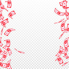 British pound notes falling. Floating GBP bills on