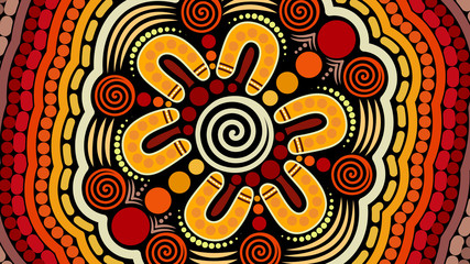 Illustration based on aboriginal style of background.