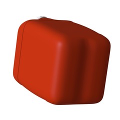 Red canister with engine oil or lubricant isolated on white background. 3D rendering of excellent quality in high resolution. It can be enlarged and used as a background or texture.