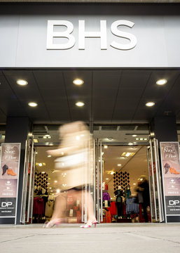 BHS store, Oxford Street. The shop front to the now defunct British Home Stores department store in London's central shopping district.