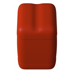 Red canister with engine oil or lubricant isolated on white background. 3D rendering of excellent quality in high resolution. It can be enlarged and used as a background or texture.