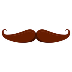 Flat design brown funny cute vintage cartoon mustache vector illustration isolated on white background.
