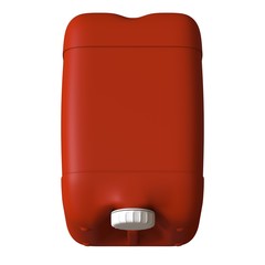 Red canister with engine oil or lubricant isolated on white background. 3D rendering of excellent quality in high resolution. It can be enlarged and used as a background or texture.